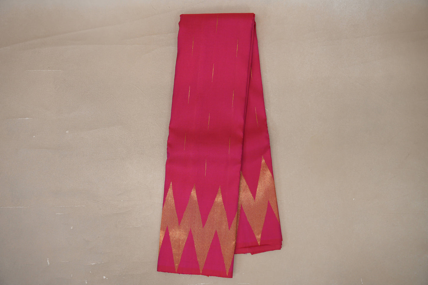 Orangish Pink Temple Borders Vintage Kanjivaram Silk Saree 