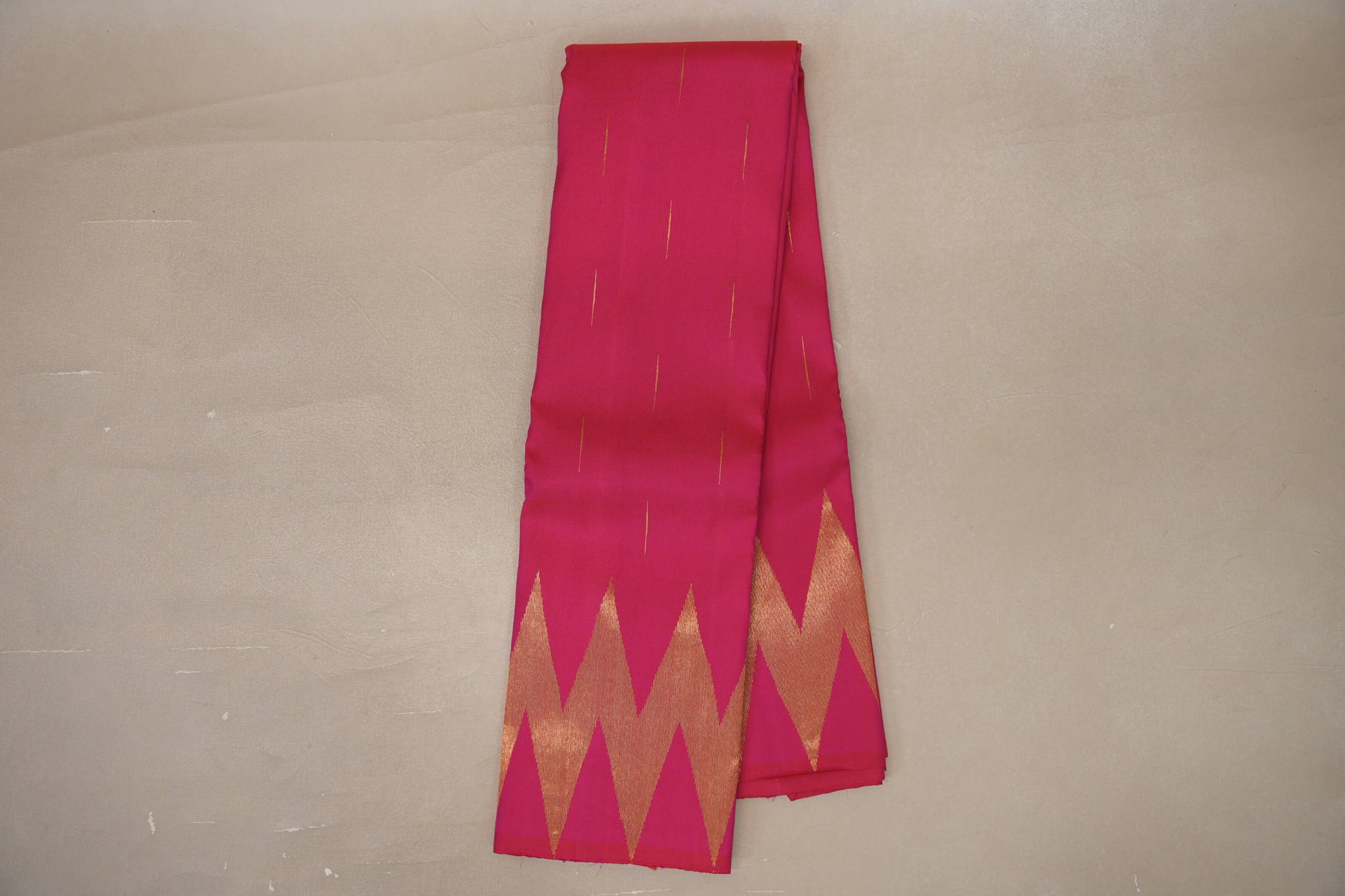 Orangish Pink Temple Borders Vintage Kanjivaram Silk Saree 