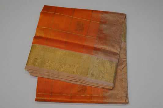 Orange nine and half yards silk cotton saree