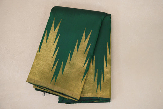 Forest Green Temple Borders Vintage Kanjivaram Silk Saree online