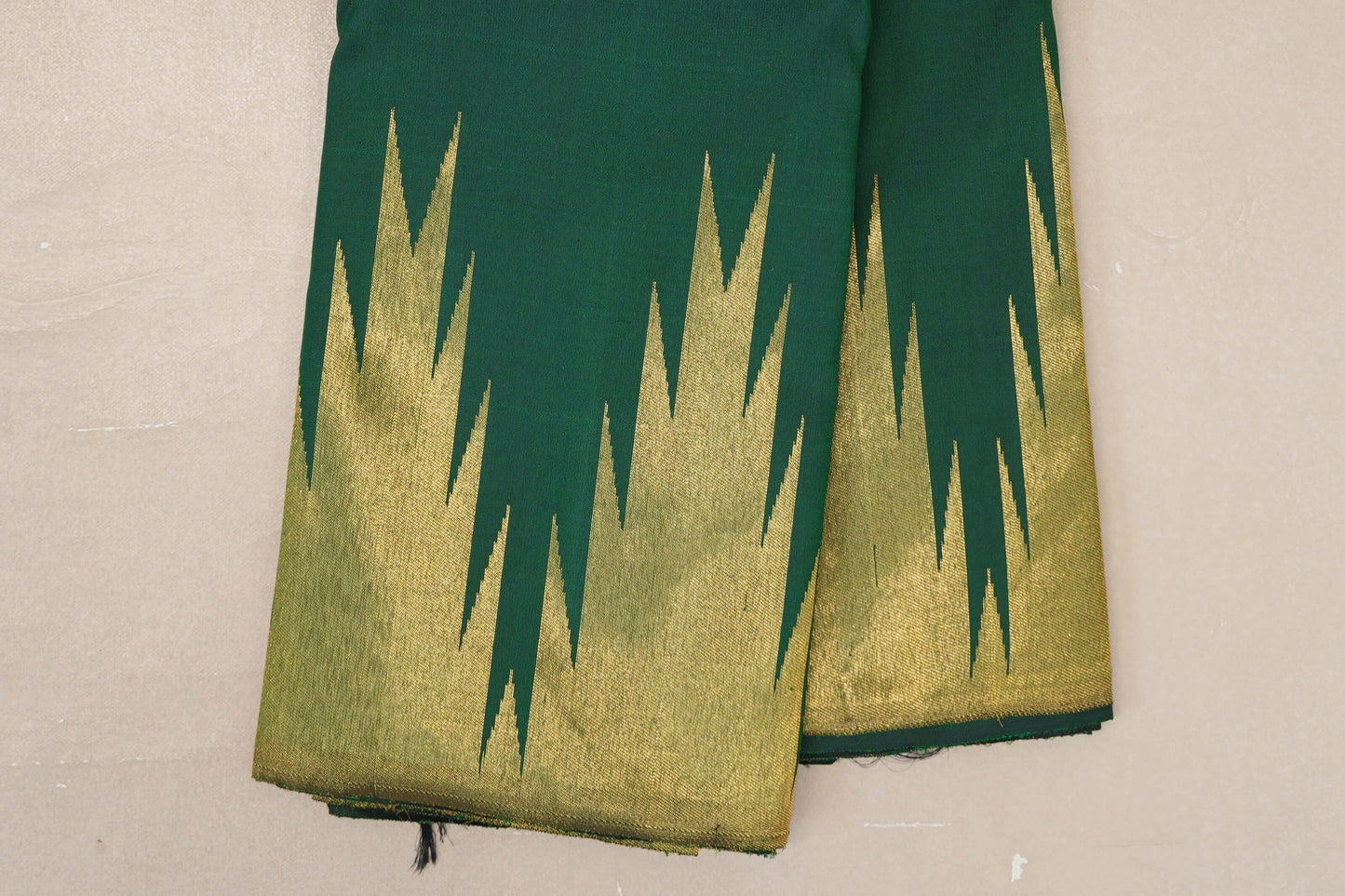 Forest Green Temple Borders Vintage Kanjivaram Silk Saree border zoom