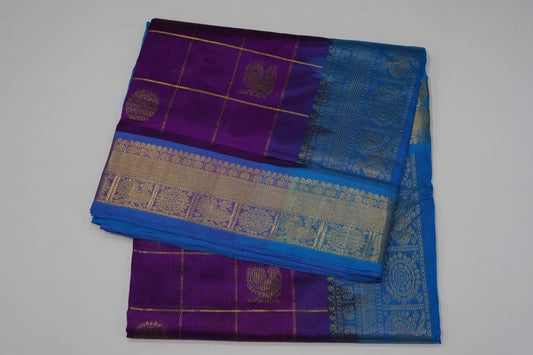 Magenta nine and half yards silk cotton saree
