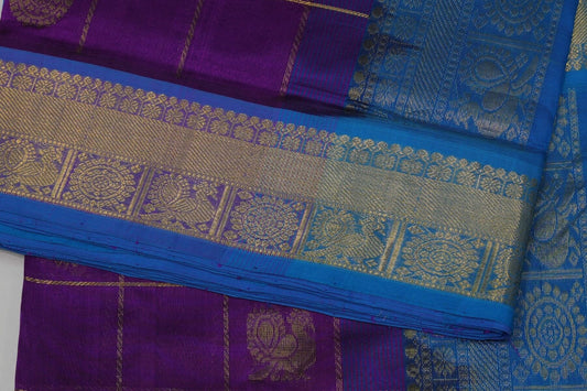 Online checked nine and half yards silk cotton saree
