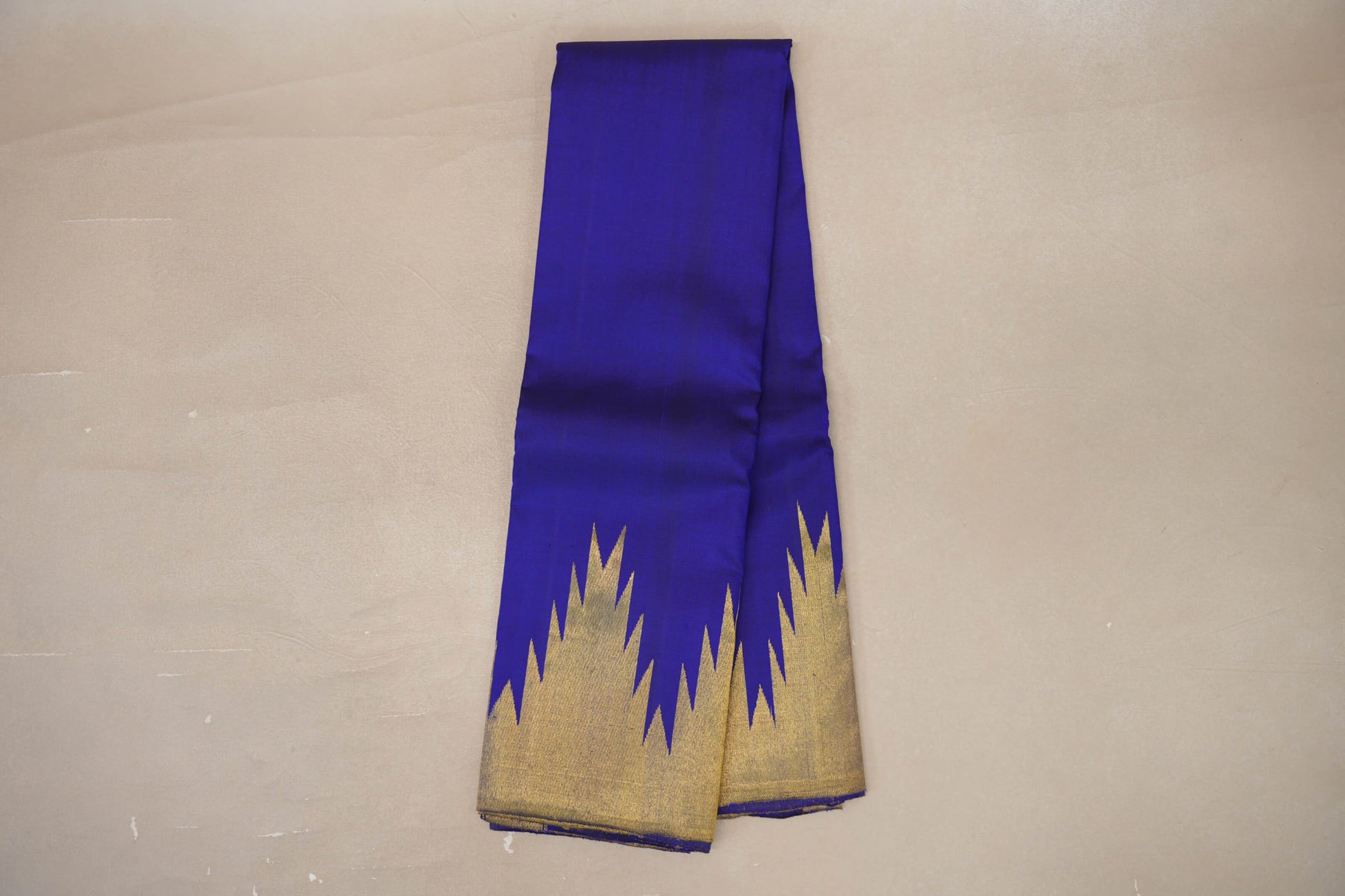 Deep Blue Violet Temple Borders Vintage Kanjivaram Silk Saree online