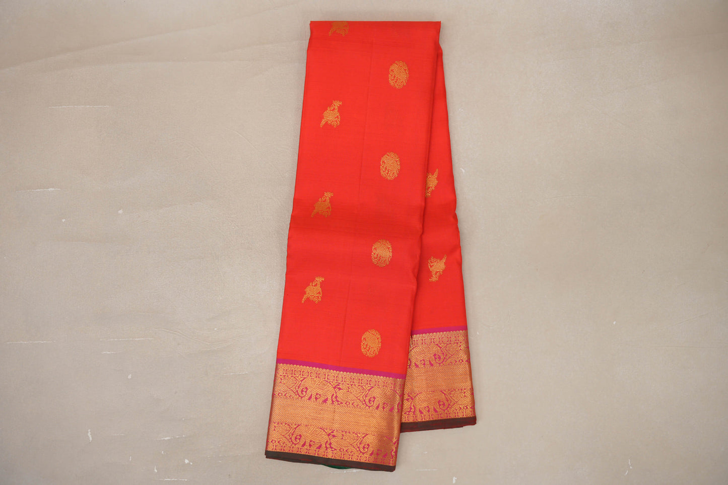 Orangish Red Kanjivaram Silk Saree online