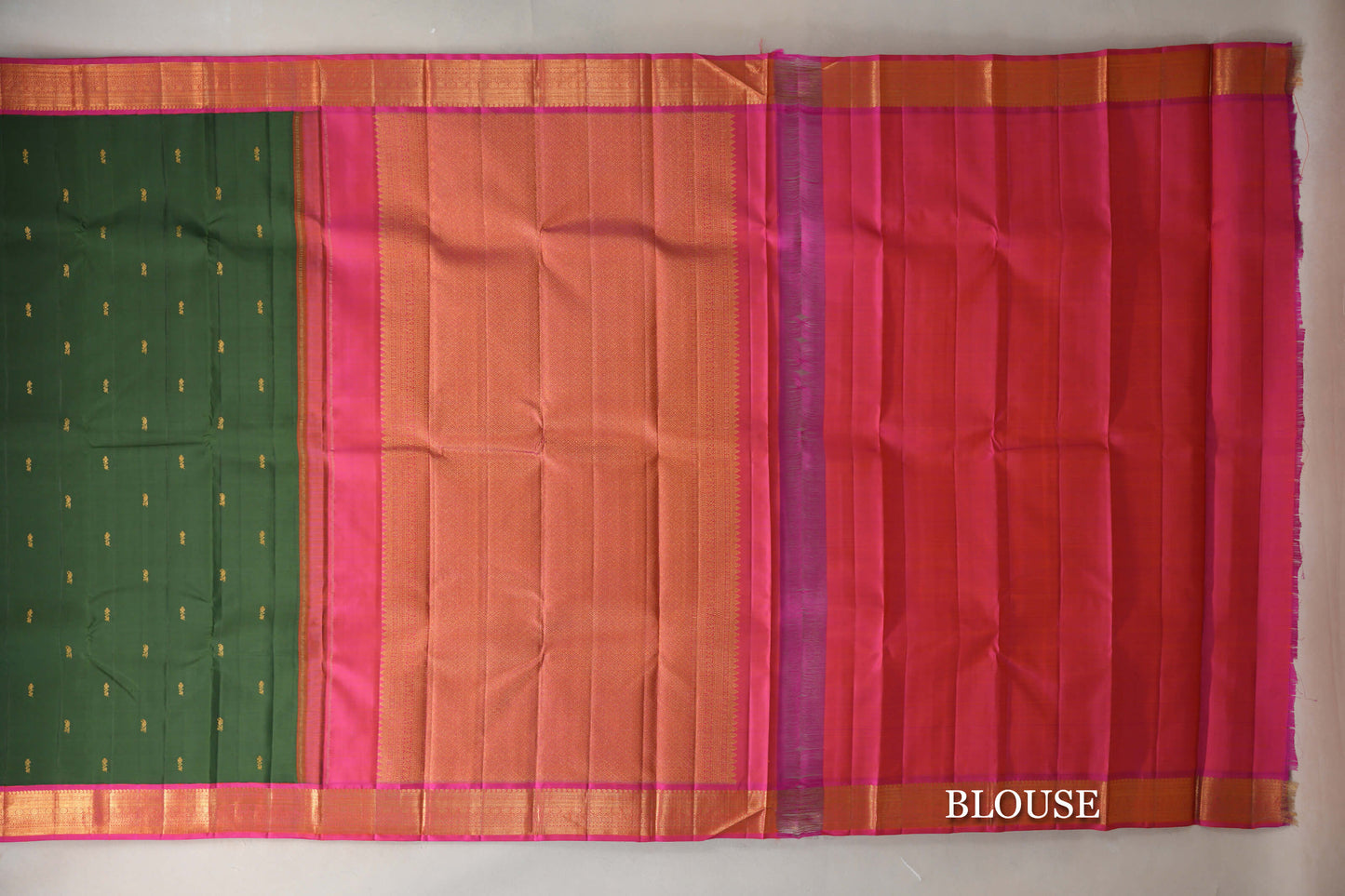 Emerald Green Vintage Kanjivaram Silk Saree blouse
