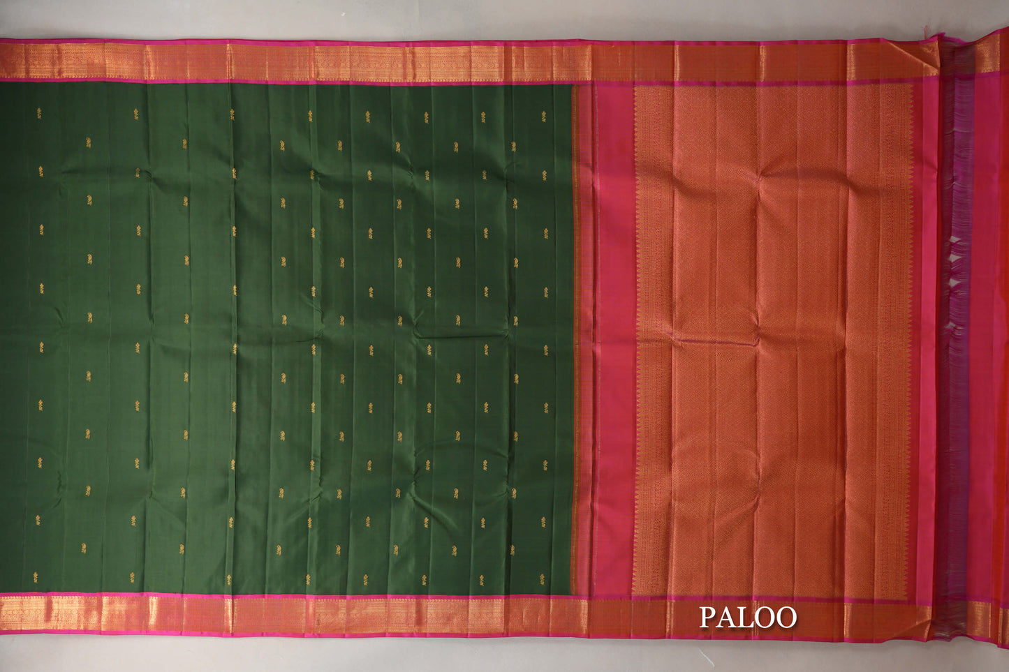 Emerald Green Vintage Kanjivaram Silk Saree paloo