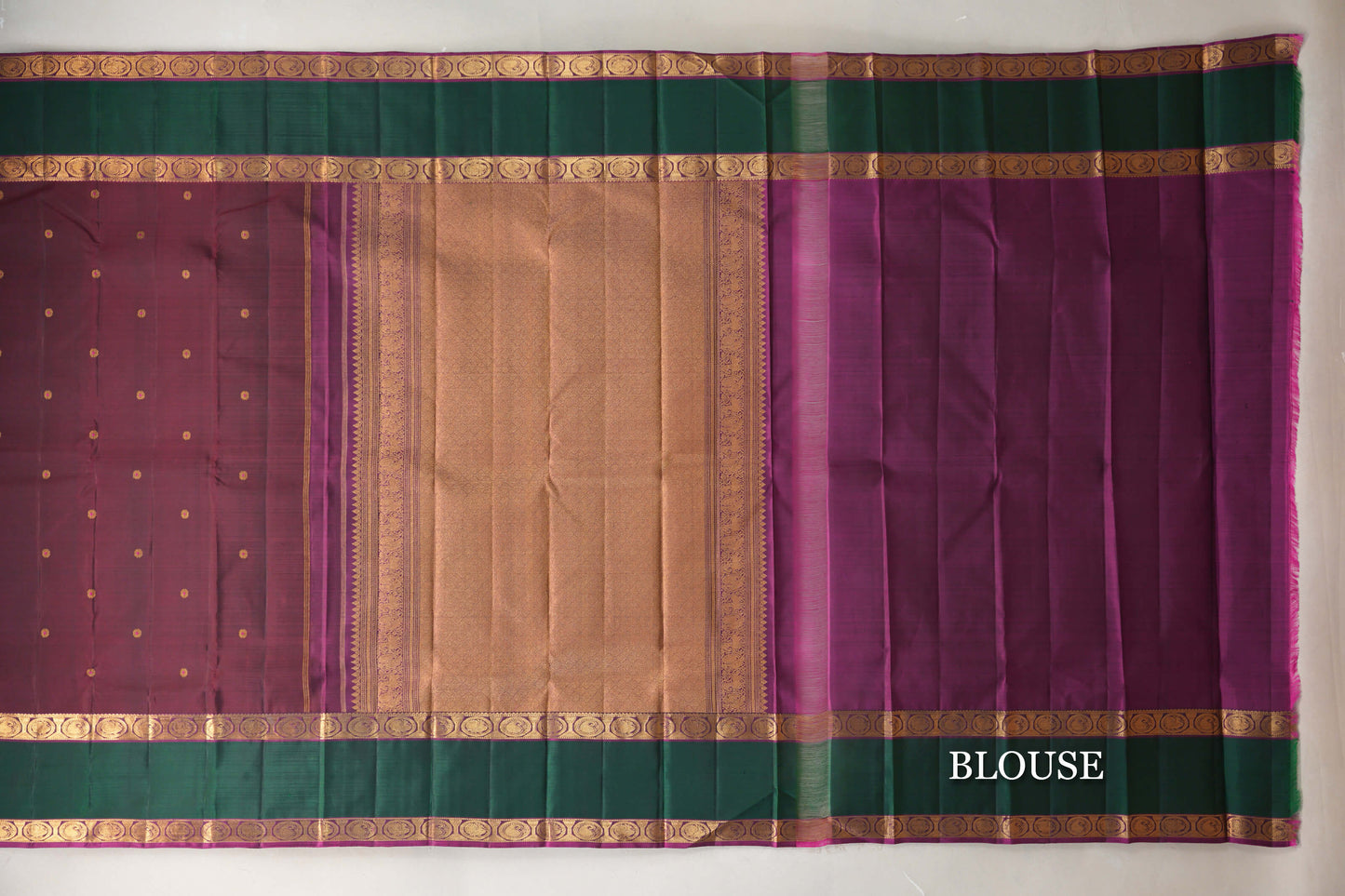 Deep Plum Vintage Kanjivaram Silk Saree  blouse