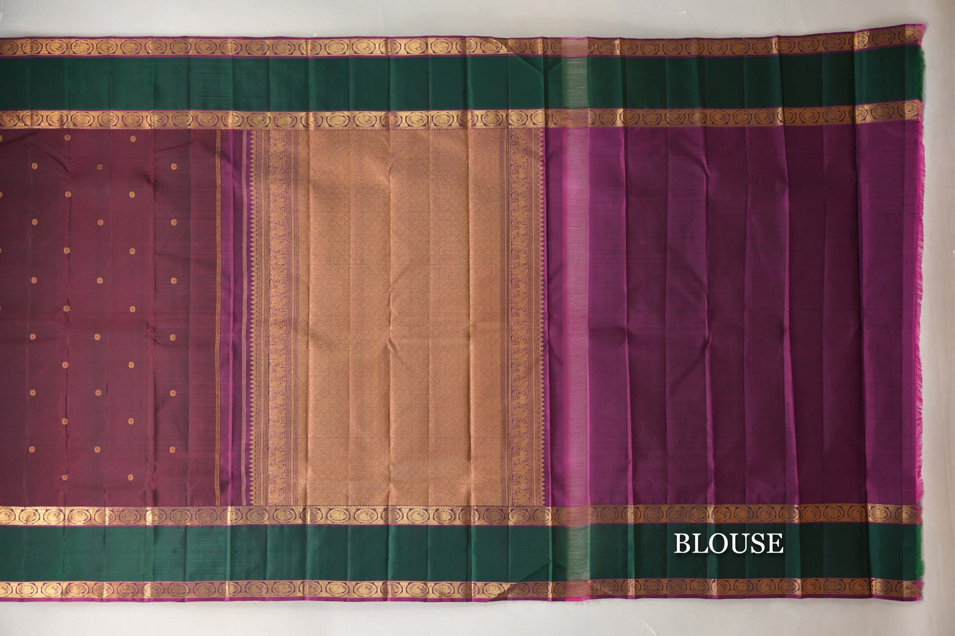 Deep Plum Vintage Kanjivaram Silk Saree  blouse