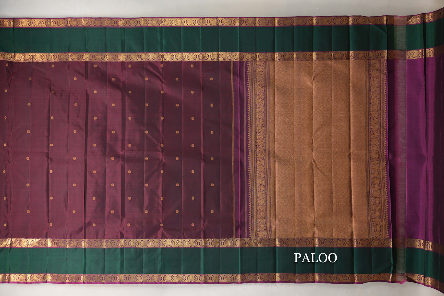Deep Plum Vintage Kanjivaram Silk Saree  paloo