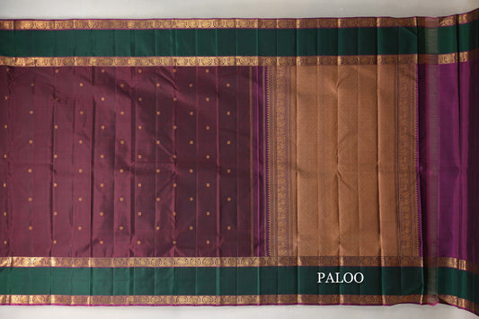 Deep Plum Vintage Kanjivaram Silk Saree  paloo