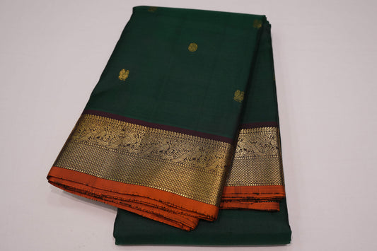 Bottle green vintage kanchipuram silk saree