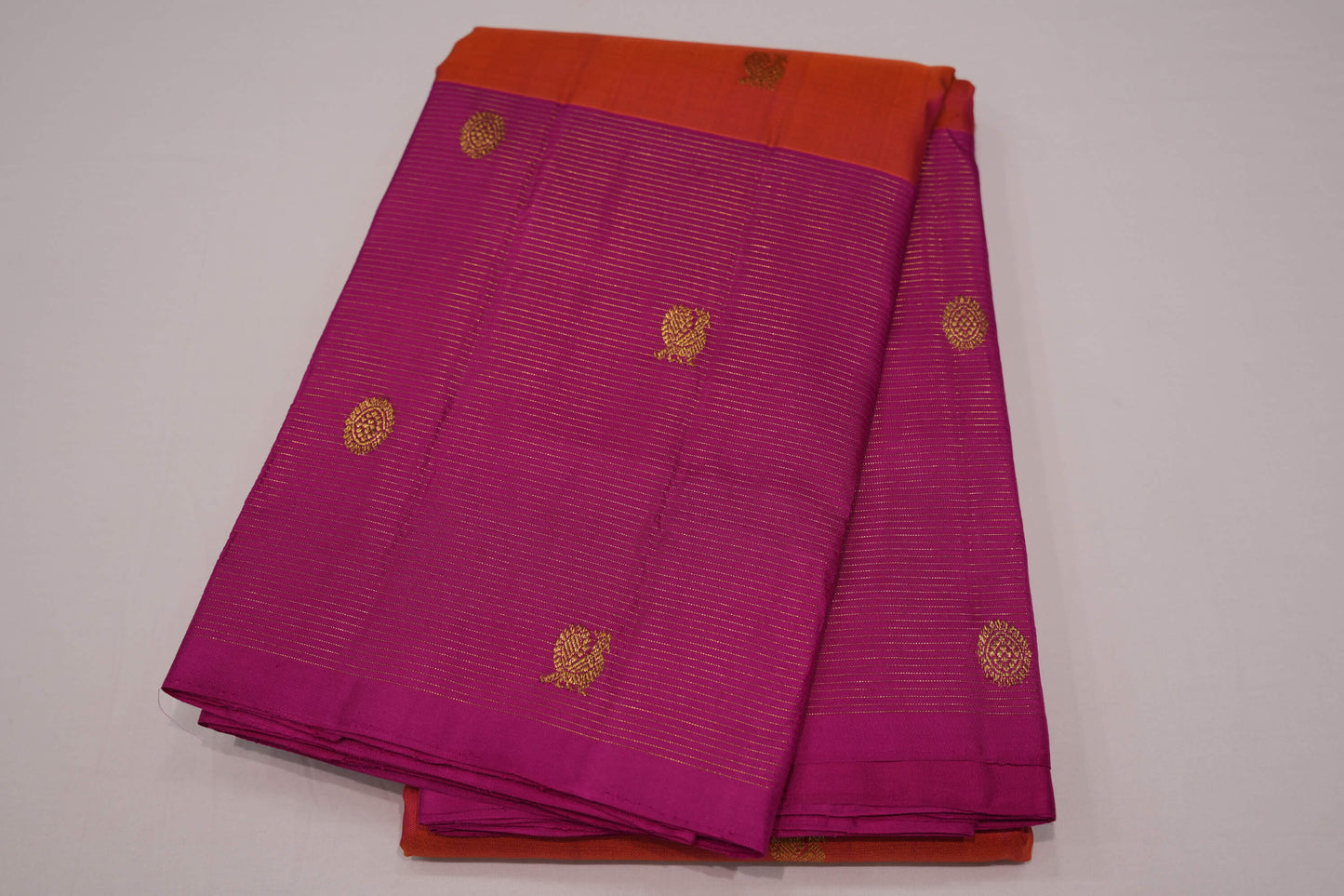 Pinkish orange vintage kanchipuram silk saree