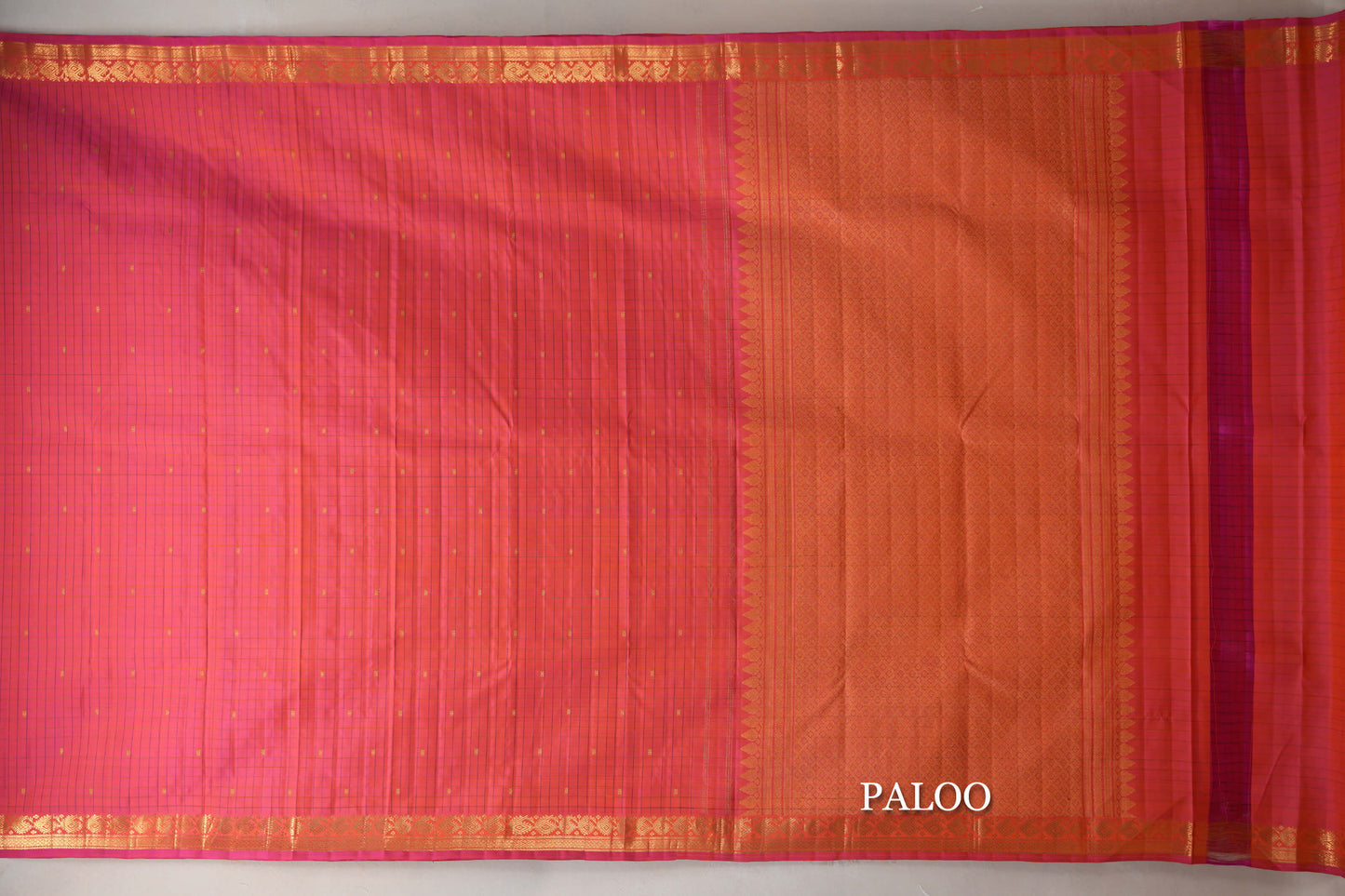 Dual Tone of Yellow and Pink Vintage Kanjivaram Silk Saree  paloo
