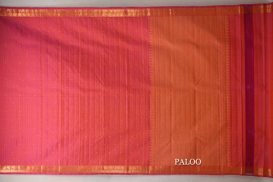 Dual Tone of Yellow and Pink Vintage Kanjivaram Silk Saree  paloo