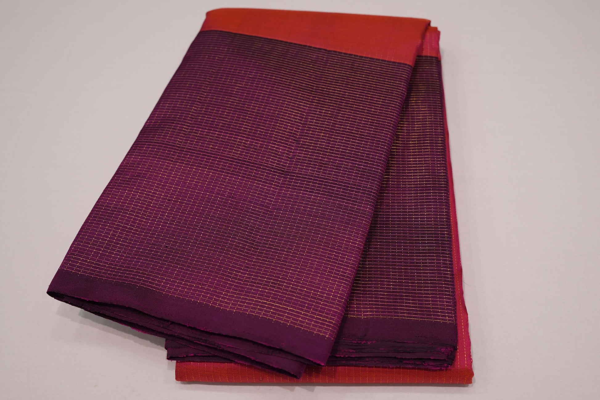 Pinkish orange vintage kanchipuram silk saree