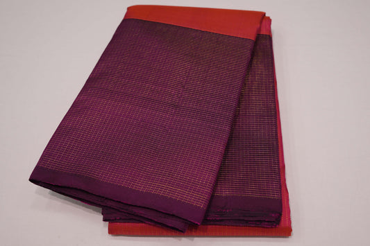Pinkish orange vintage kanchipuram silk saree