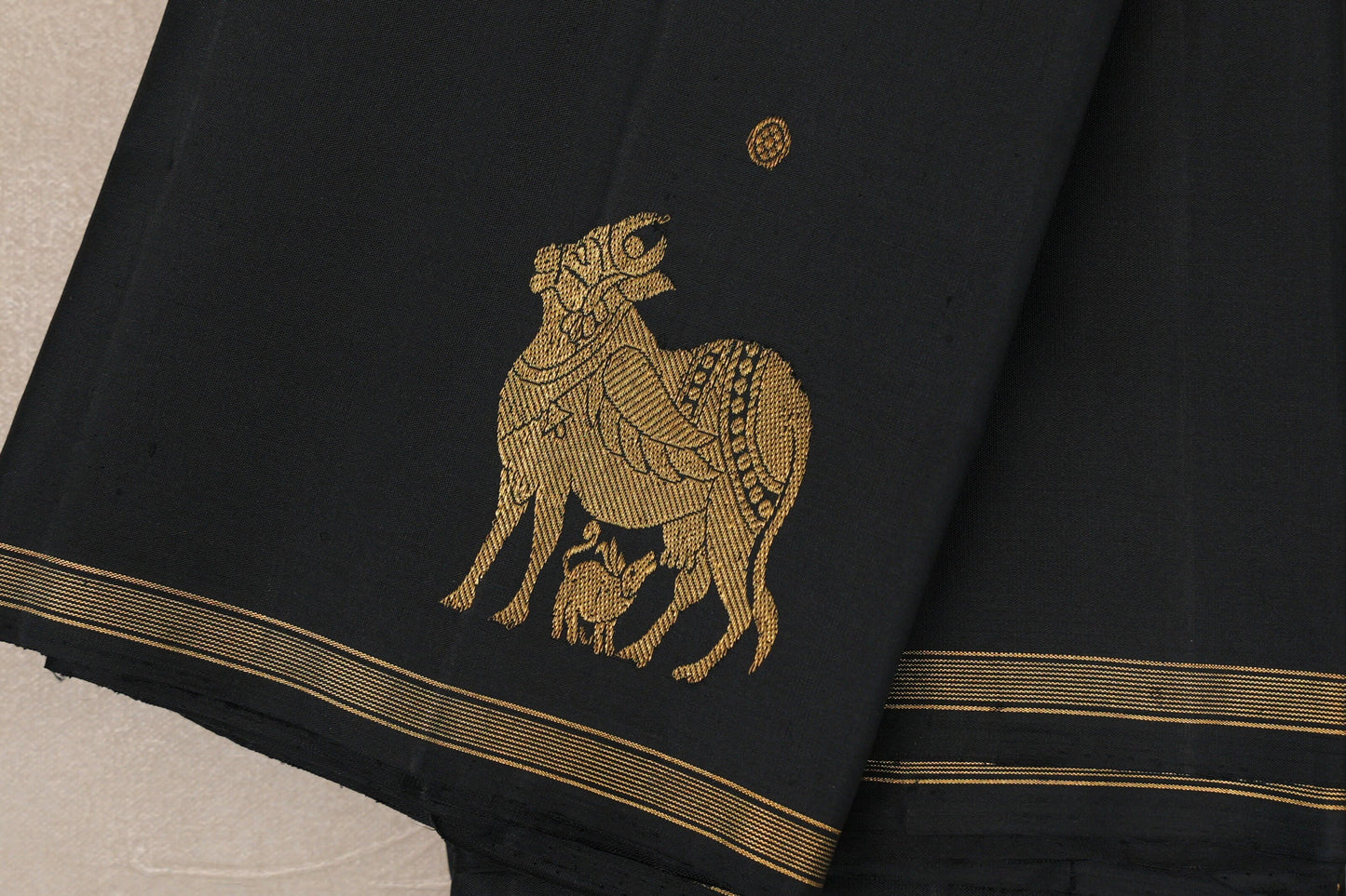 Jet Black Vintage Kanjivaram Silk Saree by Shreenivas Silks PSSR019544
