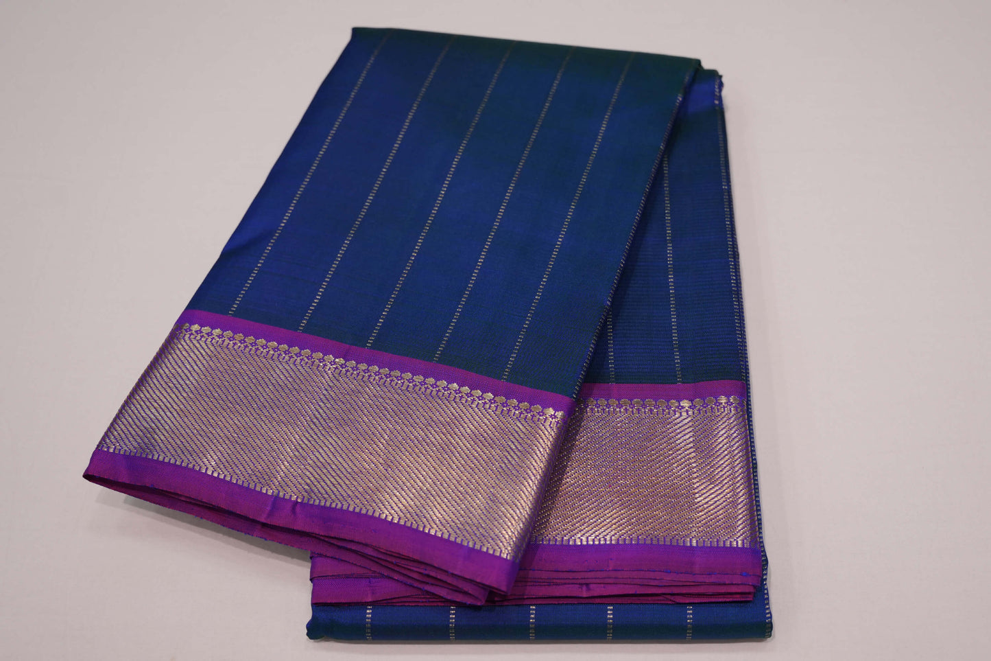 Peacock blue vintage kanchipuram silk saree