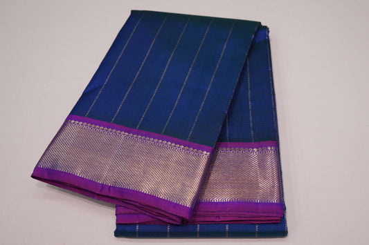 Peacock blue vintage kanchipuram silk saree