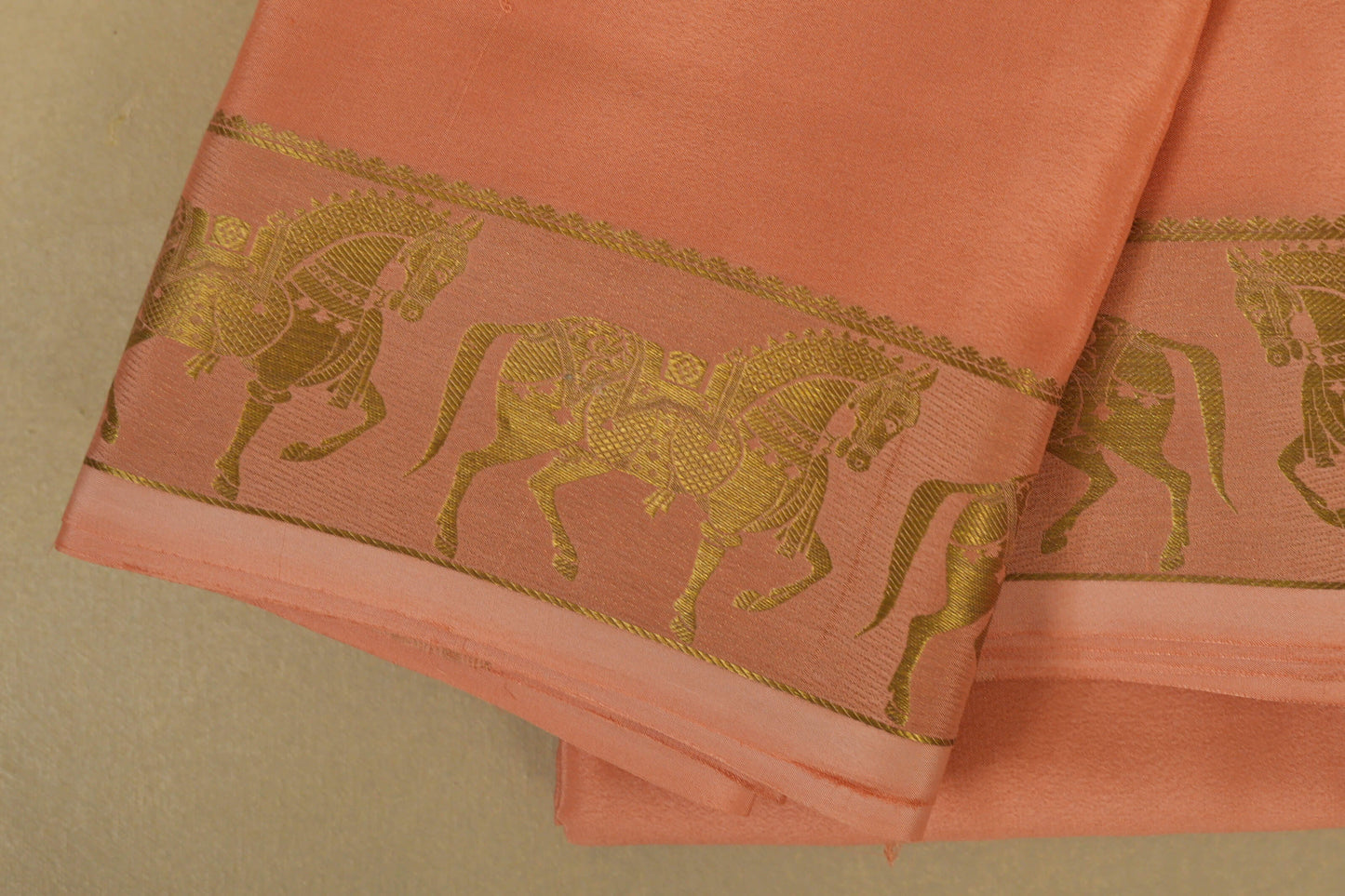 Light Peach Mysore Silk Saree by Shreenivas Silks PSSR018417