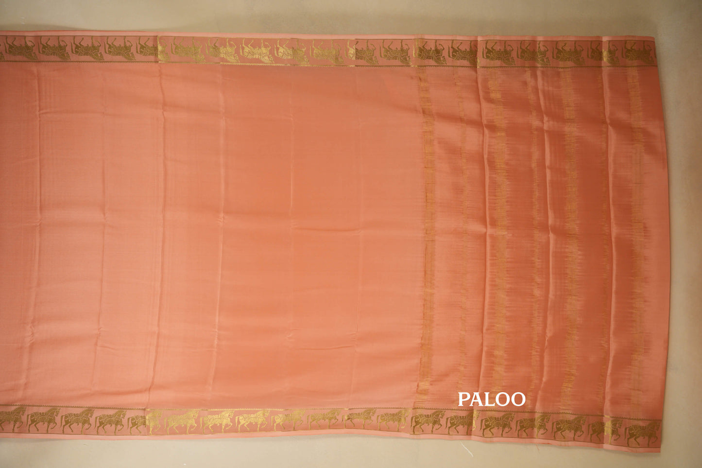 Light Peach Mysore Silk Saree by Shreenivas Silks PSSR018417