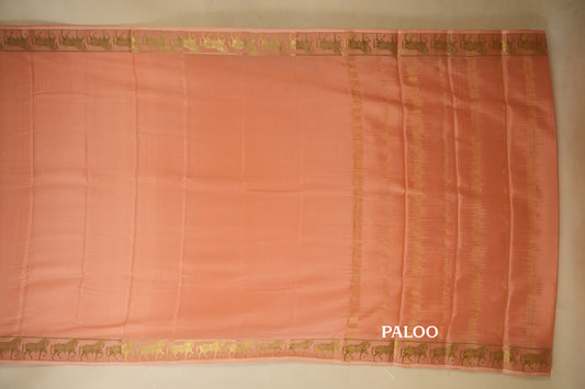 Light Peach Mysore Silk Saree by Shreenivas Silks PSSR018417