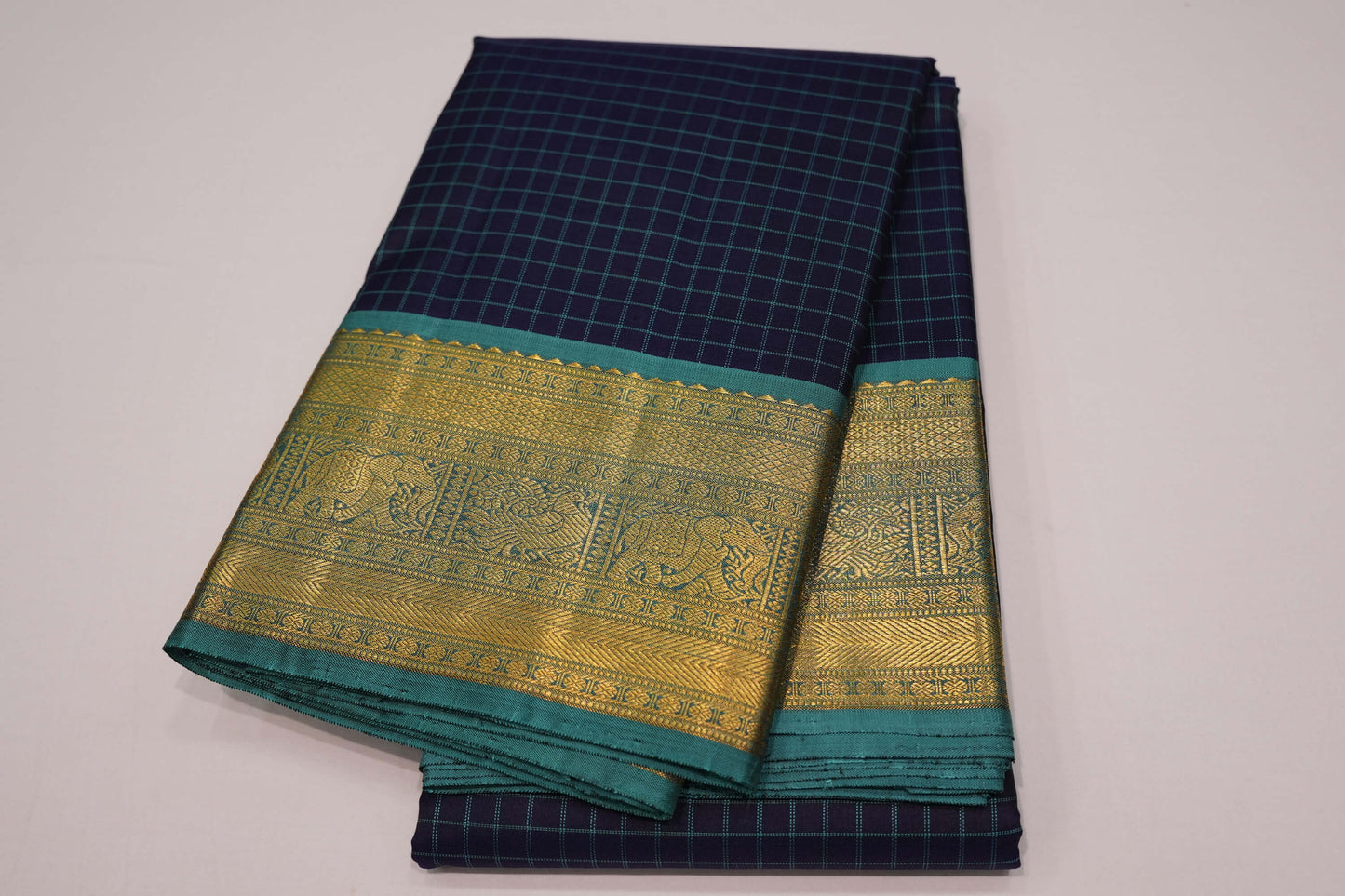 Dark blue vintage kanchipuram silk saree