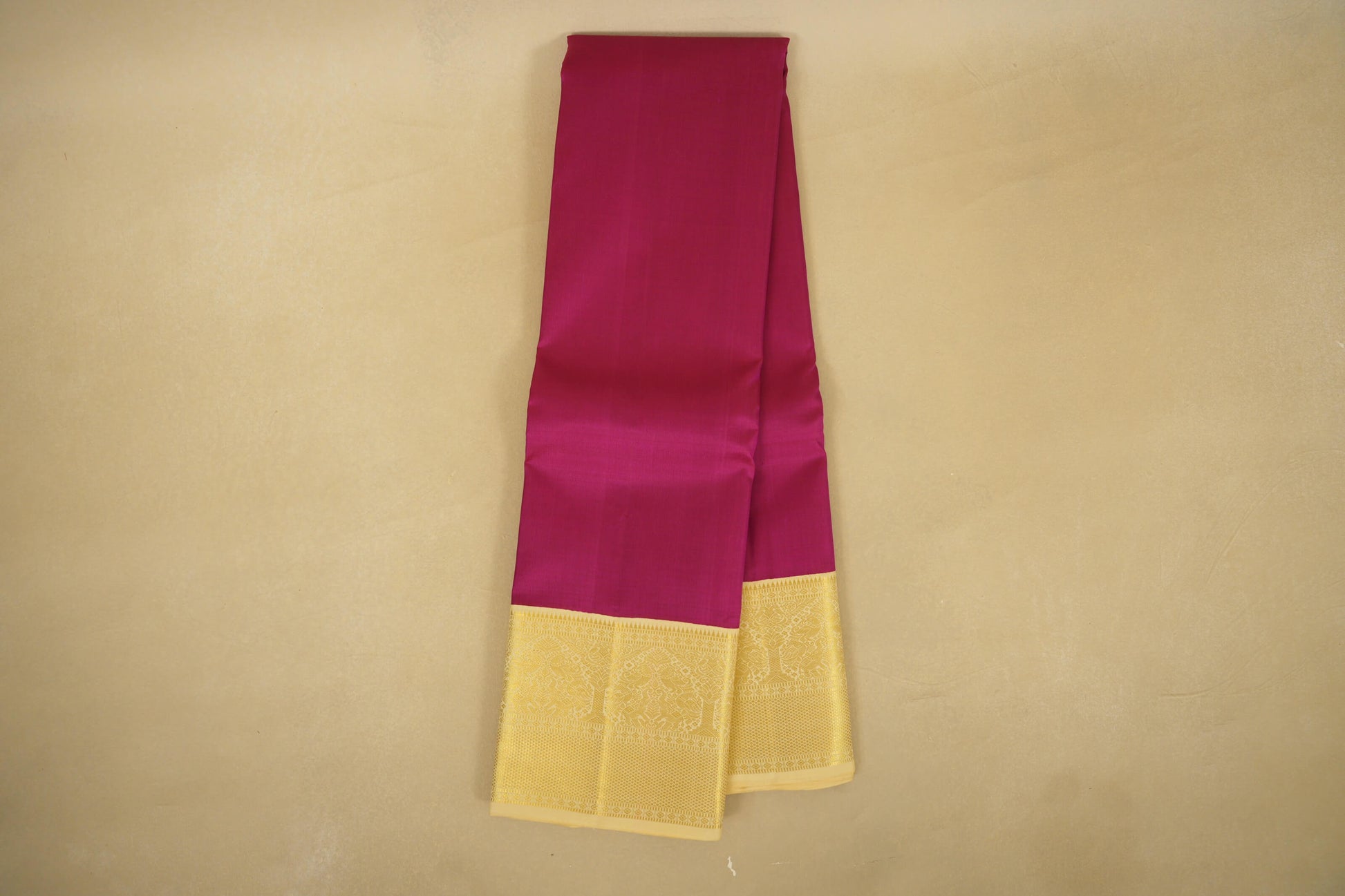 Rani Pink with Beige Borders Vintage Kanjivaram Silk Saree online