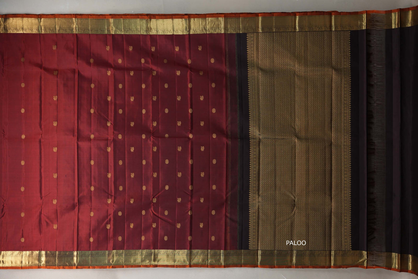 Reddish Maroon with deep plum Vintage Kanjivaram Silk Saree by Shreenivas Silks PSSR019548