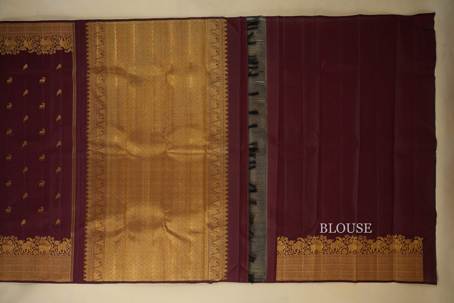 Deep Maroon Vintage Kanjivaram Silk Saree blouse