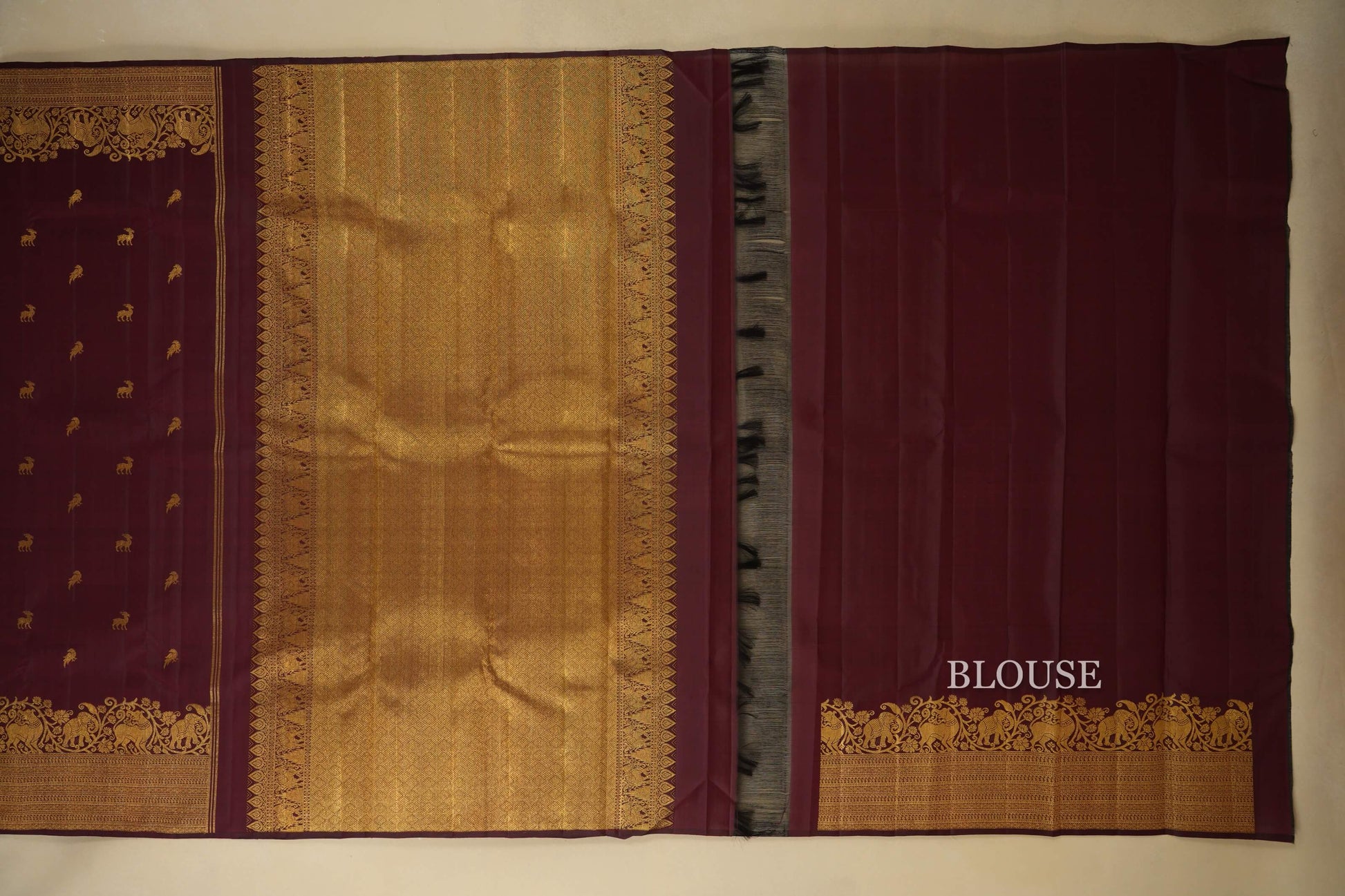 Deep Maroon Vintage Kanjivaram Silk Saree blouse