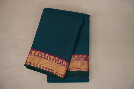 Deep Peacock Green with deep magenta Vintage Kanjivaram Silk Saree by Shreenivas Silks PSSR019551