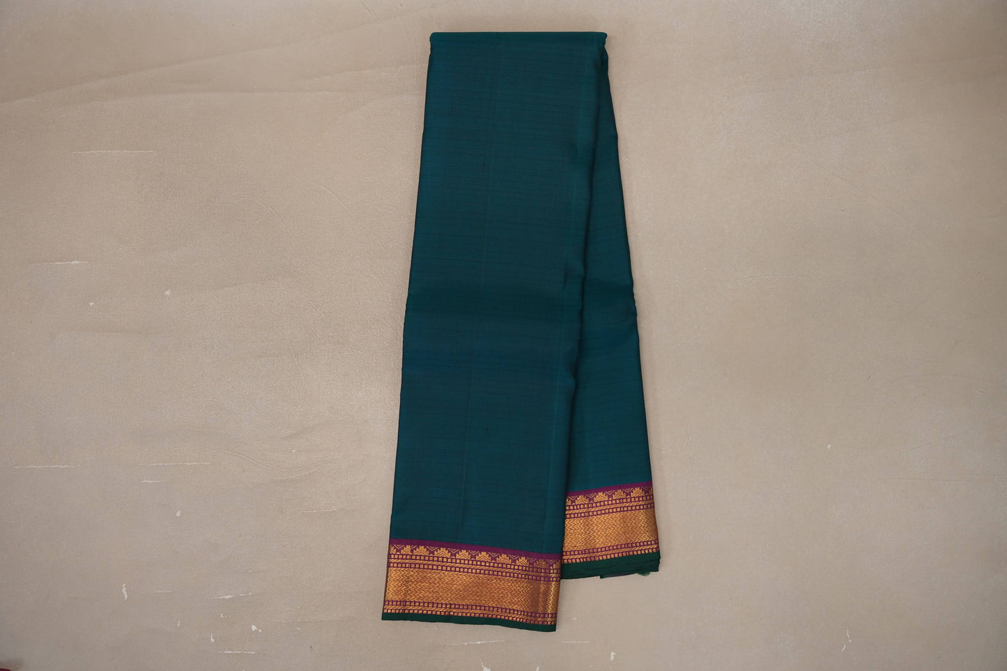 Deep Peacock Green with deep magenta Vintage Kanjivaram Silk Saree by Shreenivas Silks PSSR019551