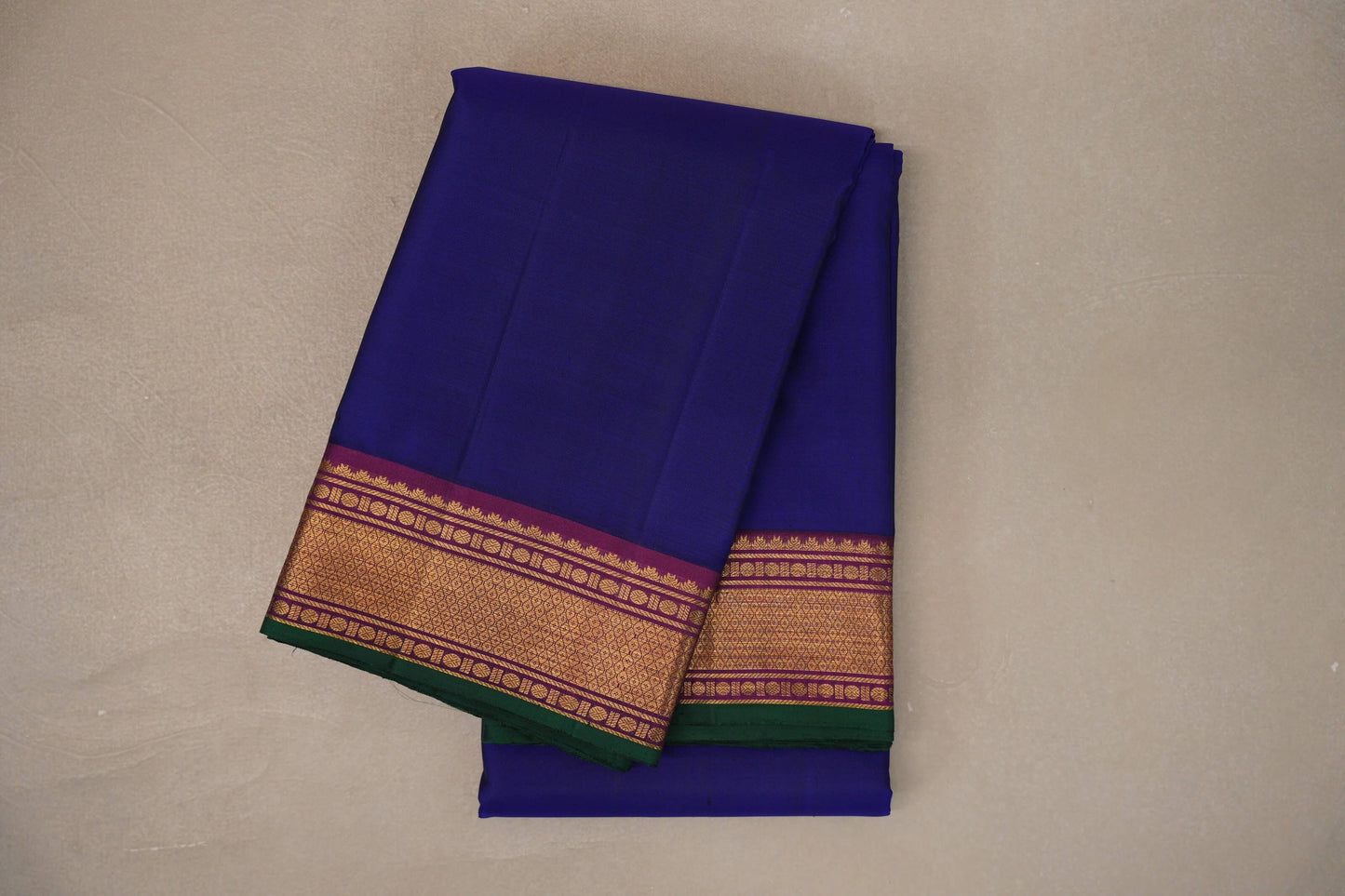 Deep Blue with deep magenta Vintage Kanjivaram Silk Saree by Shreenivas Silks PSSR019552