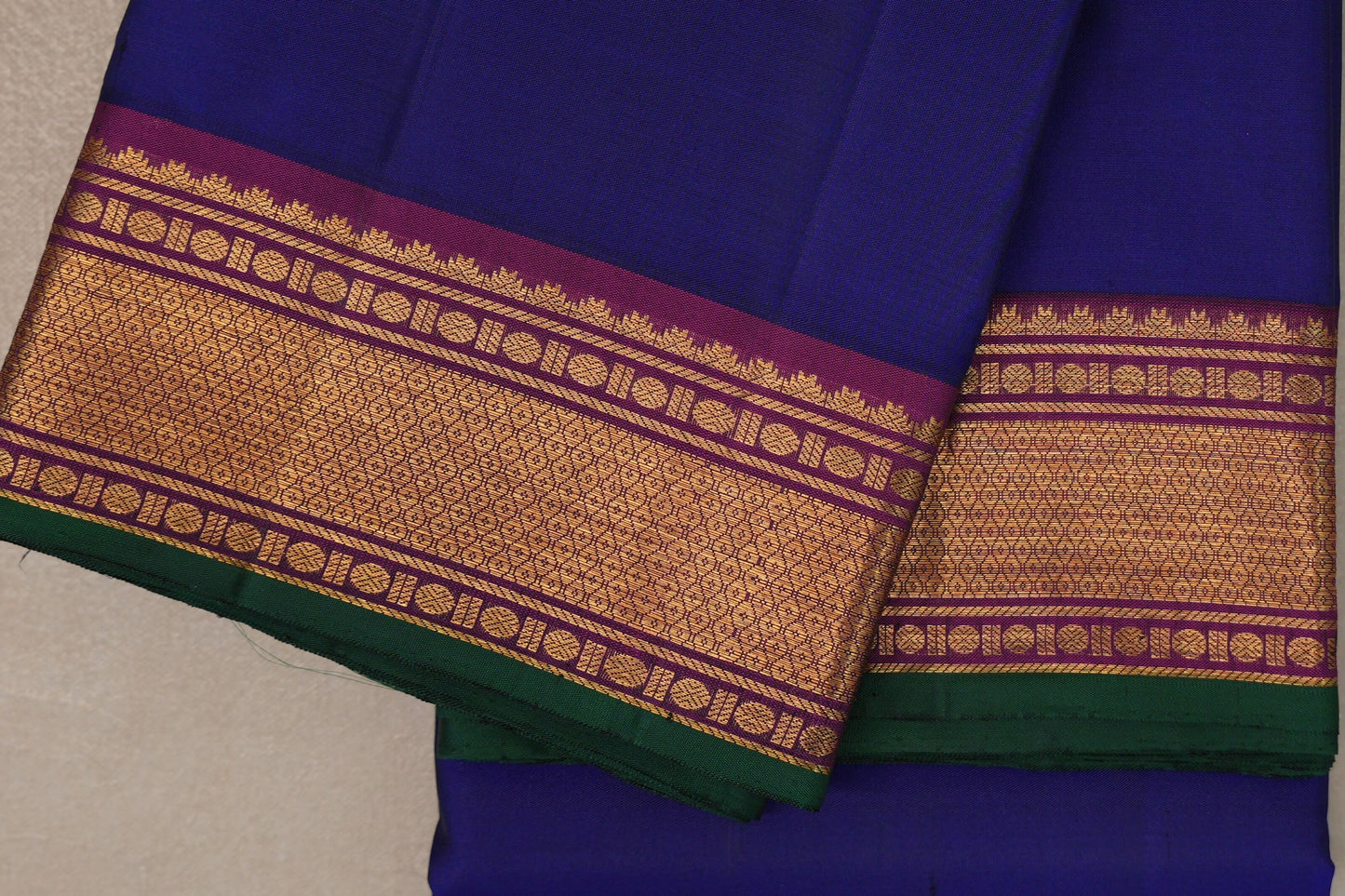 Deep Blue with deep magenta Vintage Kanjivaram Silk Saree by Shreenivas Silks PSSR019552