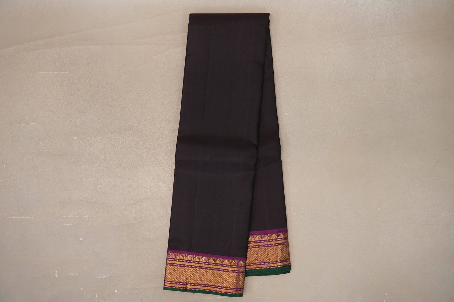 Deep Coffee Brown with deep magenta borders Vintage Kanjivaram Silk Saree by Shreenivas Silks PSSR019555