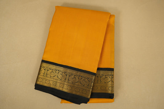 Mango Yellow with Black Borders Vintage Kanjivaram Silk Saree