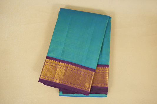 Folded Aqua Blue Vintage Kanjivaram Silk Saree  