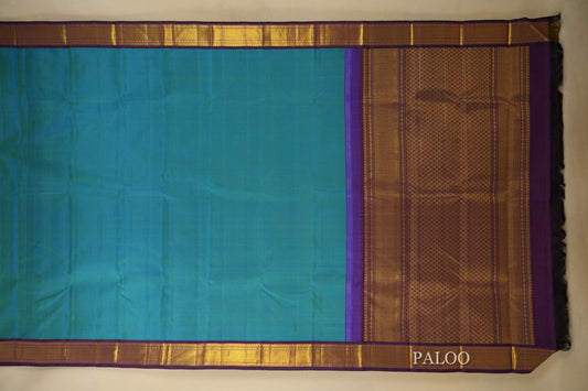 Aqua Blue Vintage Kanjivaram Silk Saree Paloo
