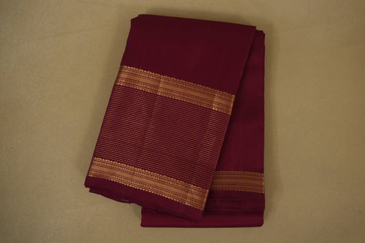 folded Maroon Light Weight Kanchipuram Silk Saree 