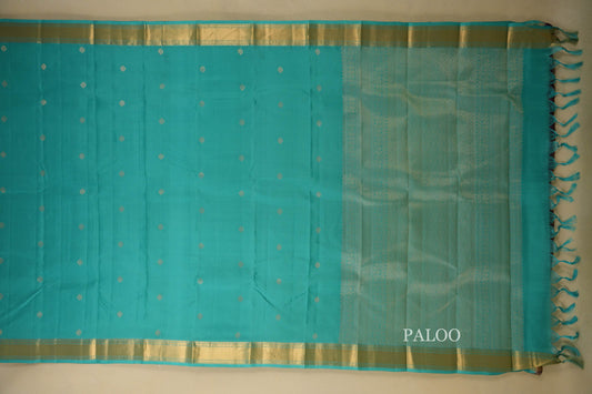 Rama Green Light Weight Kanchipuram Silk Saree  paloo