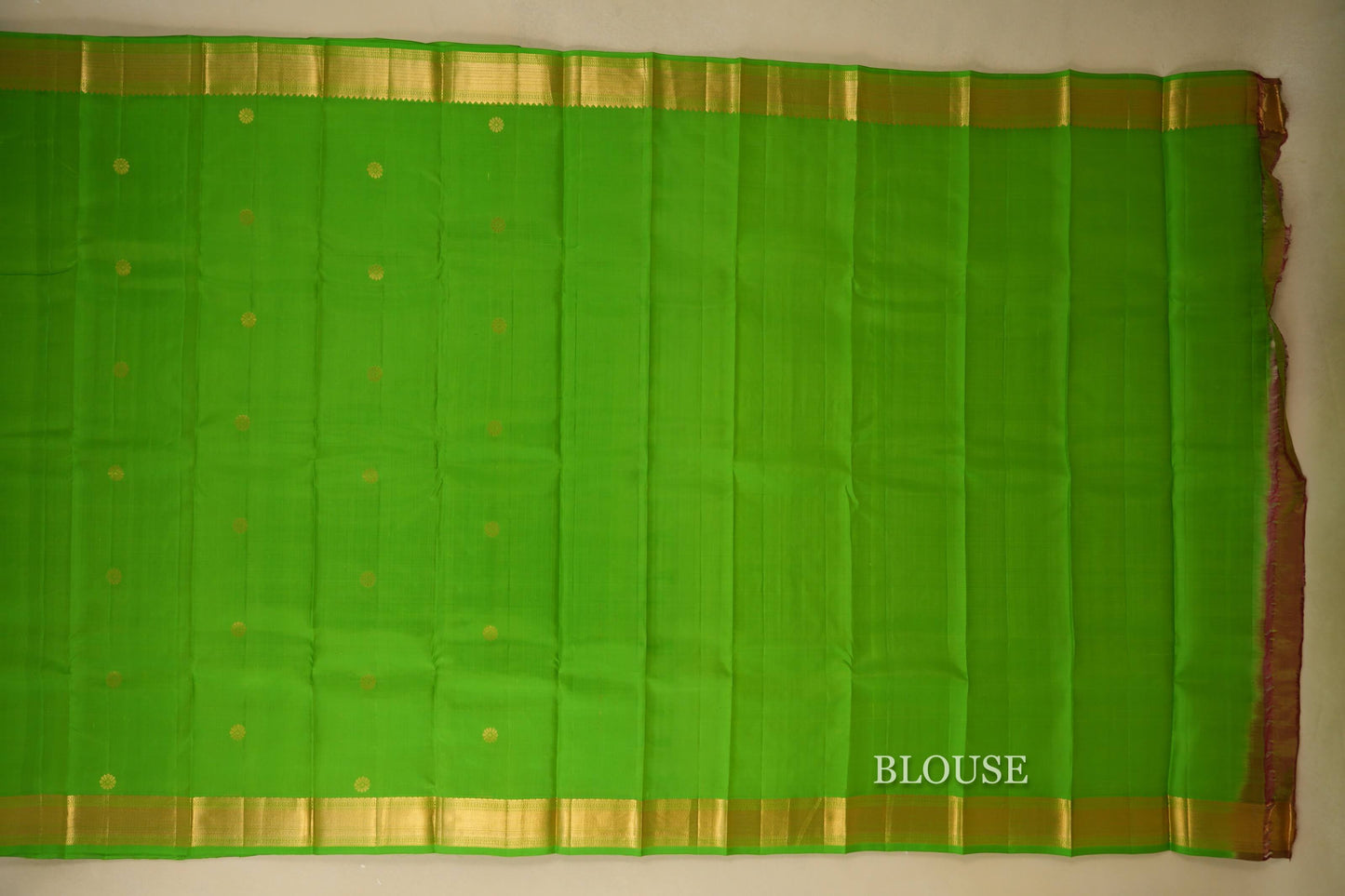 Bright Parrot Green Light Weight Kanchipuram Silk Saree  blouse