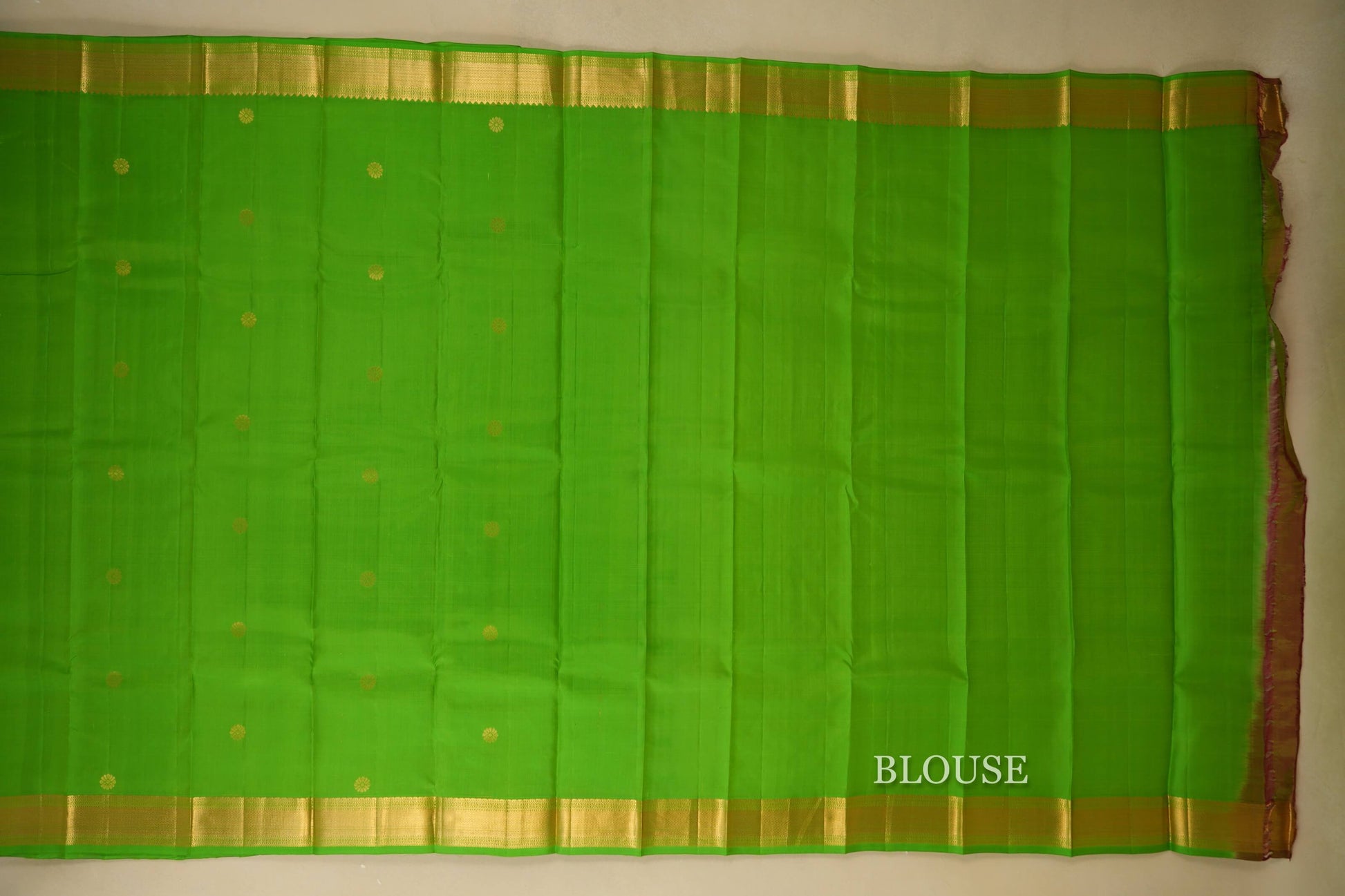 Bright Parrot Green Light Weight Kanchipuram Silk Saree  blouse