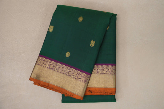 Deep Bottle Green Vintage Kanjivaram Silk Saree by Shreenivas Silks PSSR019573
