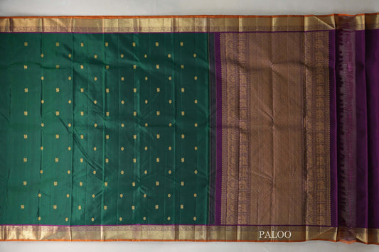 Deep Bottle Green Vintage Kanjivaram Silk Saree by Shreenivas Silks PSSR019573