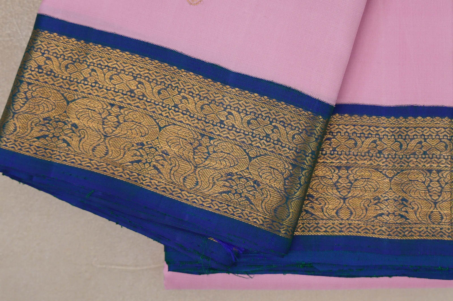 Baby Pink Vintage Kanjivaram Silk Saree borders