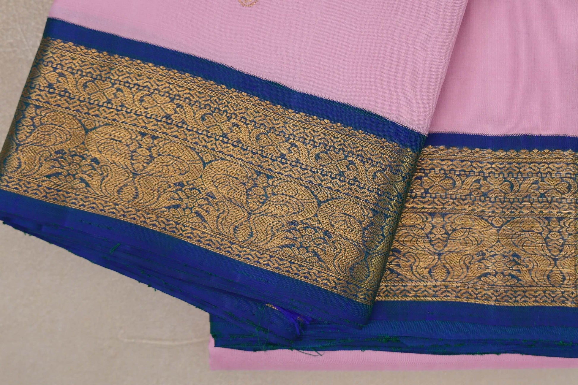 Baby Pink Vintage Kanjivaram Silk Saree borders