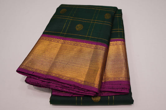 Bottle green vintage kanchipuram silk saree