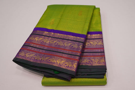 Parrot green vintage kanchipuram silk saree